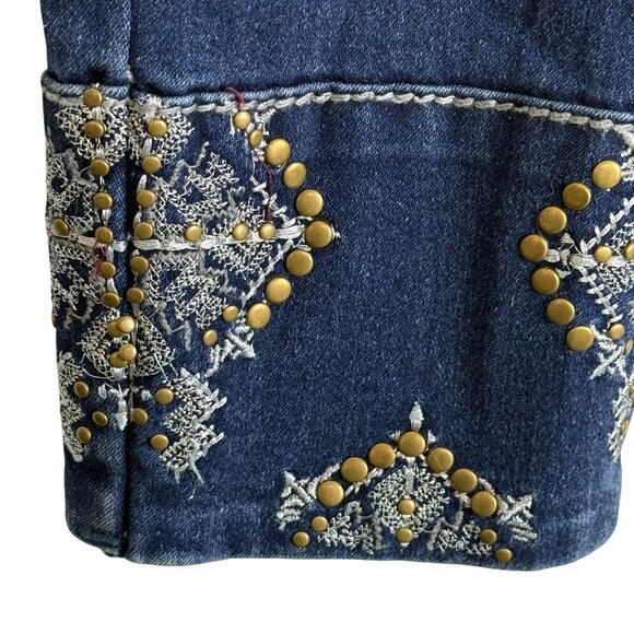 Hydraulic Womens Cropped Jeans Sz 4 (29 x 26) Embellished Cuff Stretch Blue Vtg - Picture 8 of 10